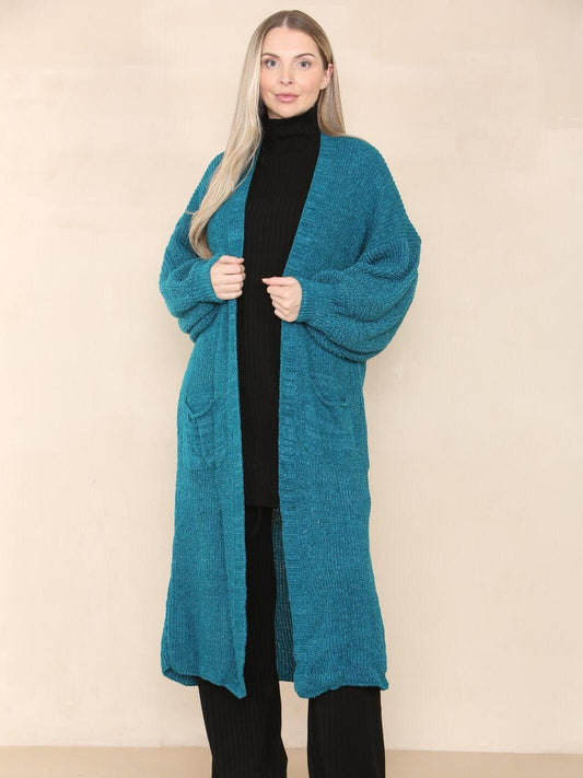 Women's Knitted Chunky Cardigans With Ballon-Saleeve