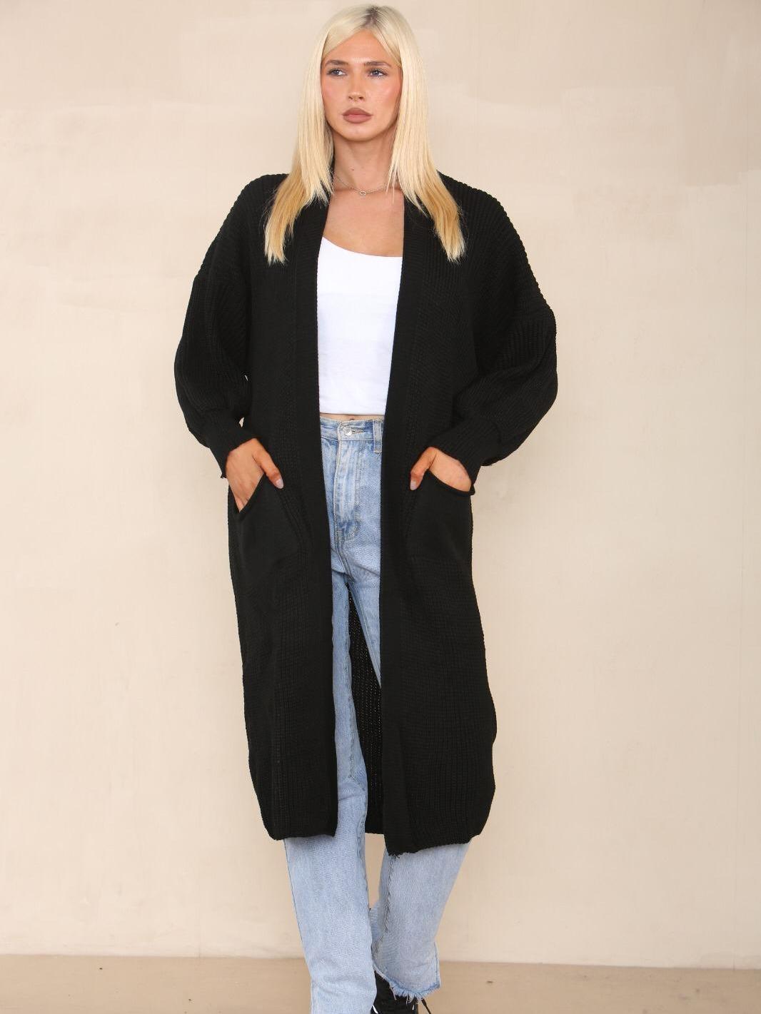 Women's Knitted Chunky Cardigans With Ballon-Saleeve
