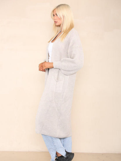 Women's Knitted Chunky Cardigans With Ballon-Saleeve