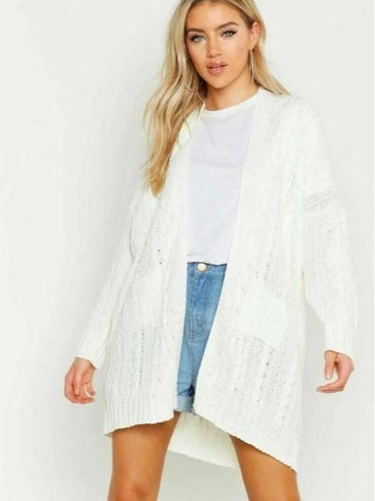 Long Sized womens KNITTED Cardigans Front open