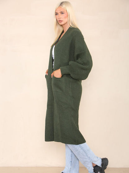 Women's Knitted Chunky Cardigans With Ballon-Saleeve