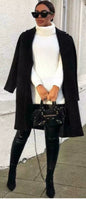 Women Ladies Chunky Knitted Baggy Oversized High Polo Roll Neck Top