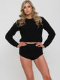 ladies 2 piece knitted long sleeve crop top