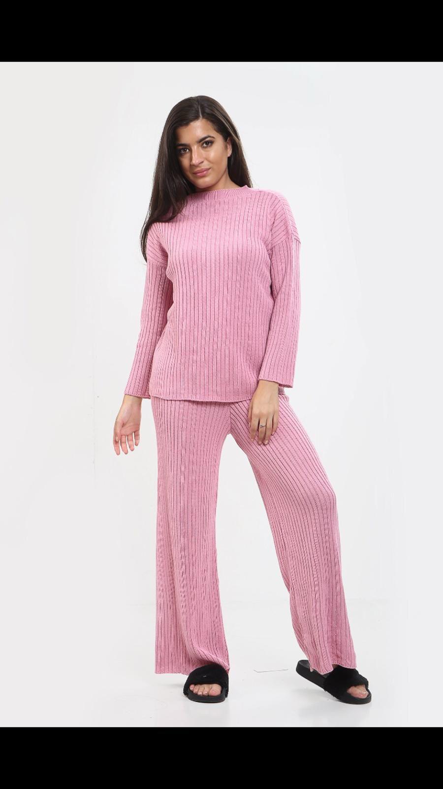 womens 2 piece plazoo lounge wear knitted tracksuit