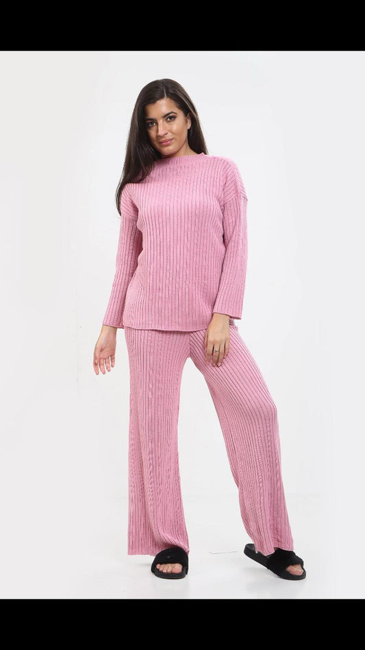 womens 2 piece plazoo lounge wear knitted tracksuit