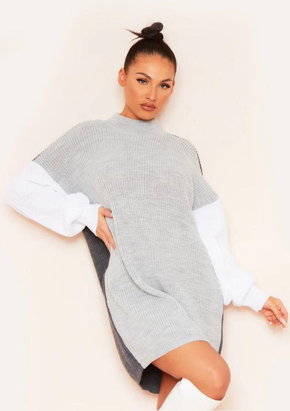 Ladies Knitted OverSized Colour Block Sweater