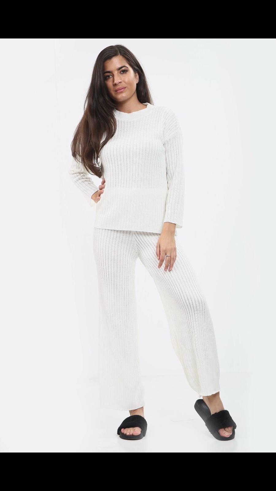 womens 2 piece plazoo lounge wear knitted tracksuit