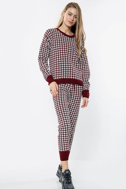 womens lounge wear tracksuit with DOGTOoTh print
