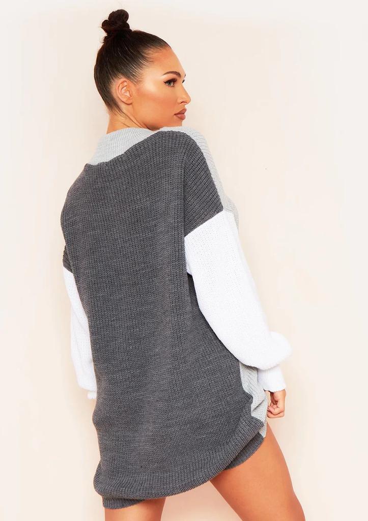 Ladies Knitted OverSized Colour Block Sweater