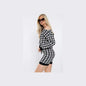 Dogtooth slash neck loungewear set