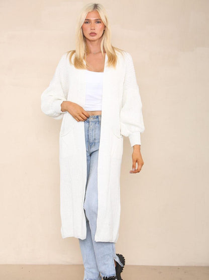 Women's Knitted Chunky Cardigans With Ballon-Saleeve