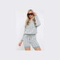 Dogtooth slash neck loungewear set